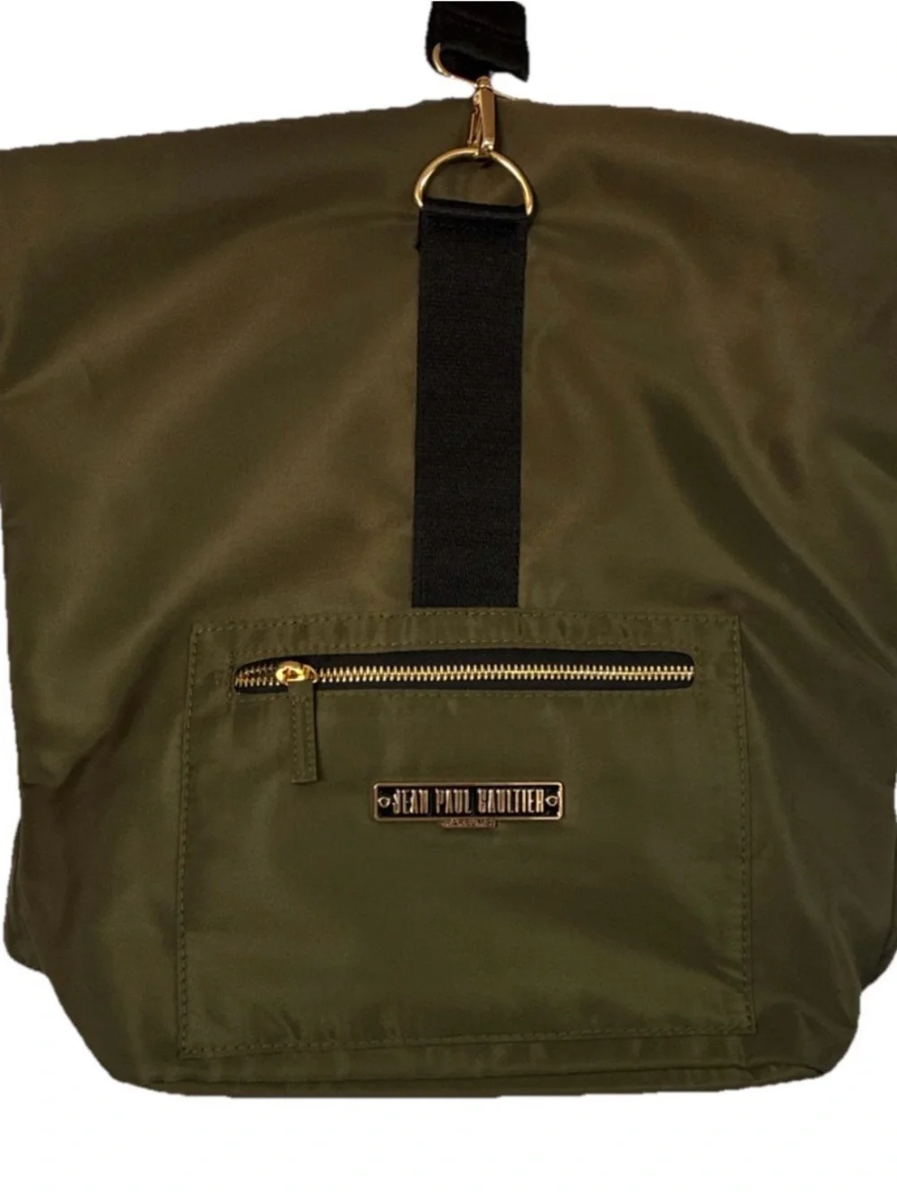 Jean Paul Gaultier Olive Green Duffel/ Yoga Backpack Bag w/Gold Hardware 17x15”